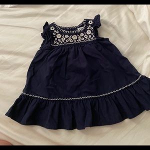 EUC navy blue dress with white  stitching